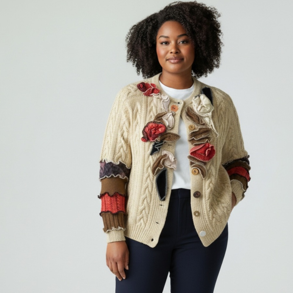 Freshly Upcycled Irish Aran Fisherman Cardigan